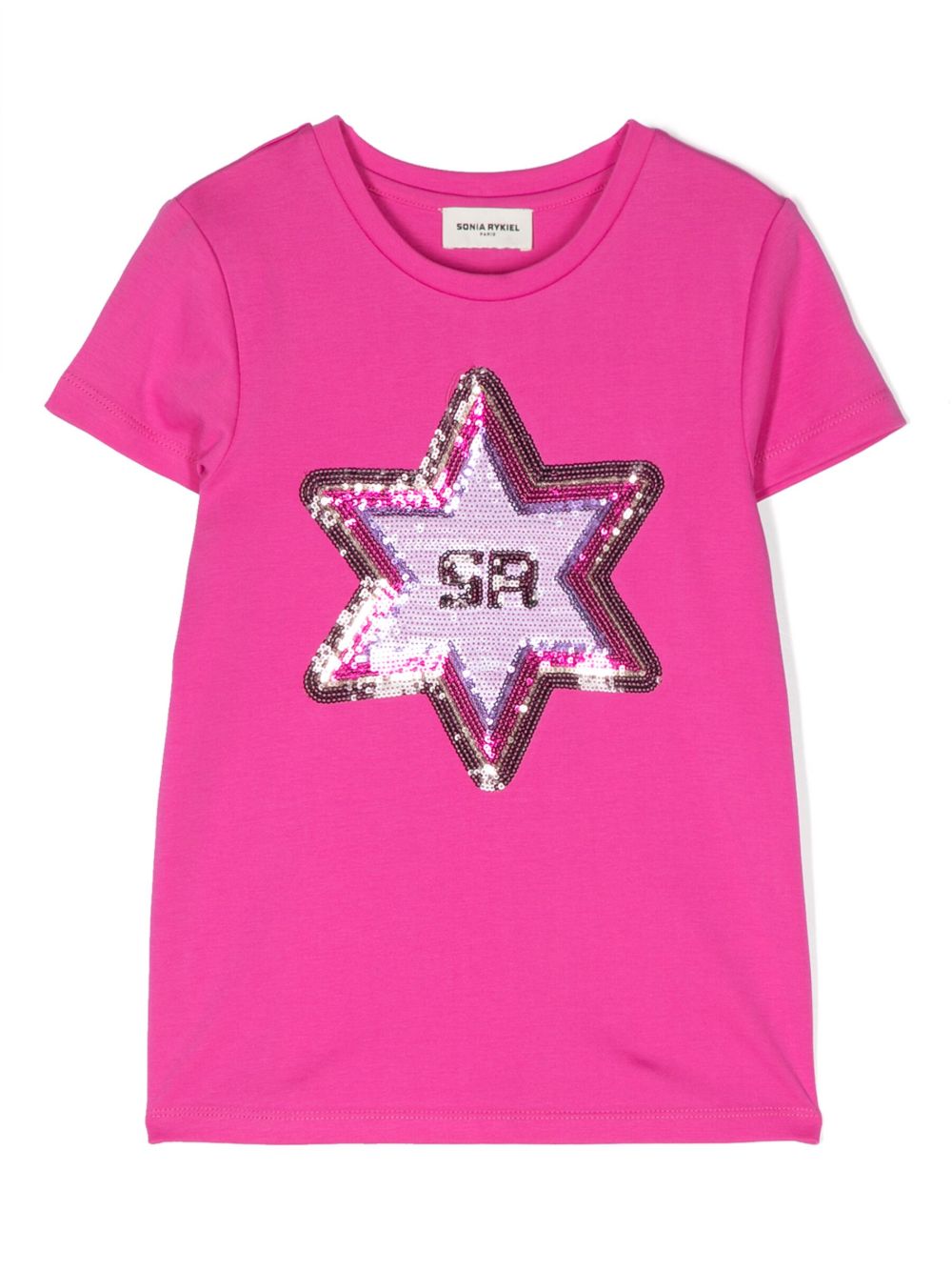 SONIA RYKIEL ENFANT logo印花亮片缀饰T恤 - 粉色
