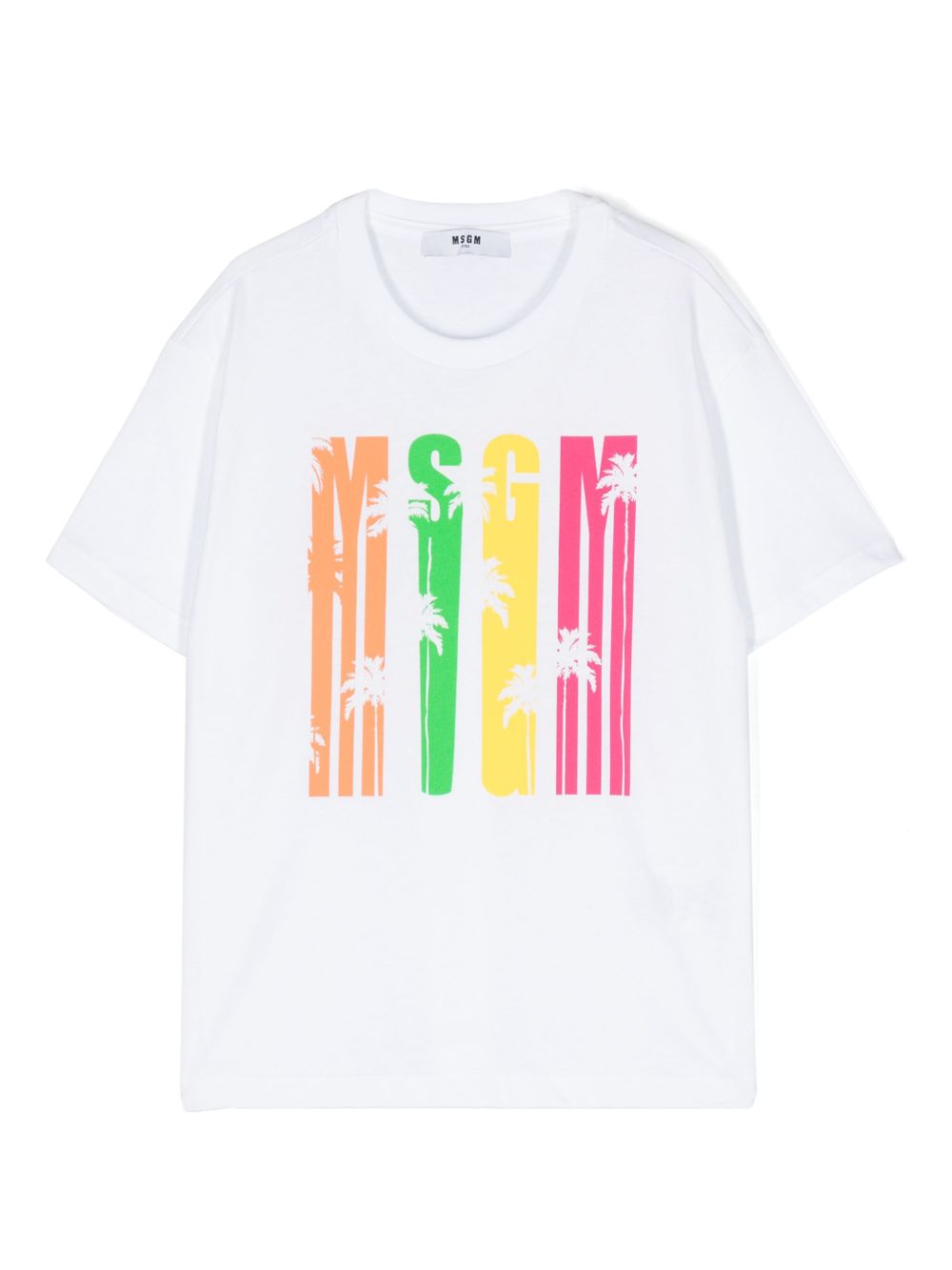 MSGM Kids logo印花棉T恤 - 白色