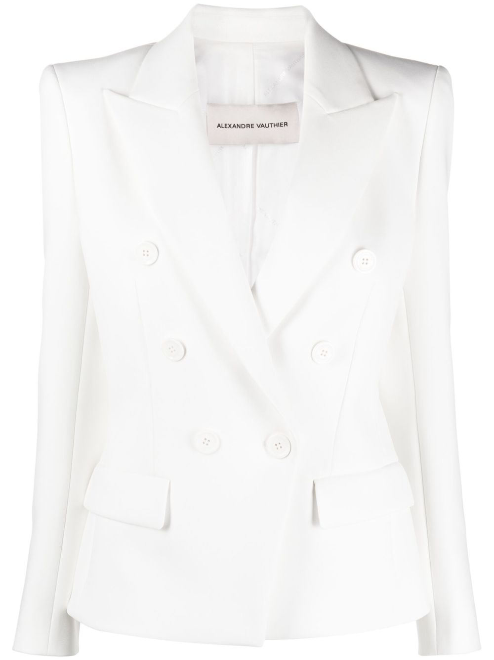 Alexandre Vauthier 尖翻领双排扣西装夹克 - 白色