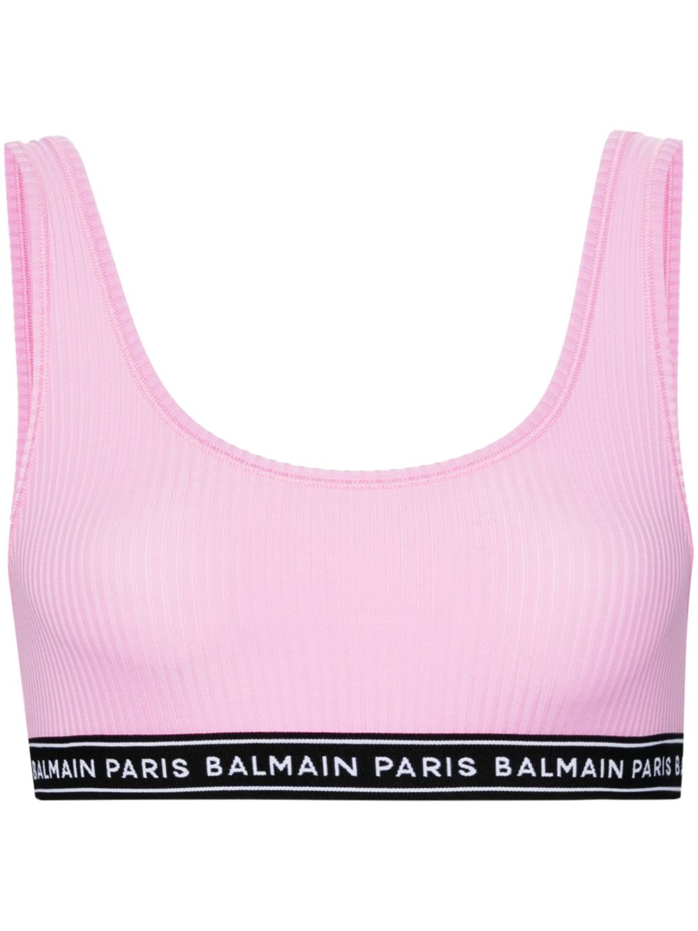 Balmain logo织带运动文胸 - 粉色