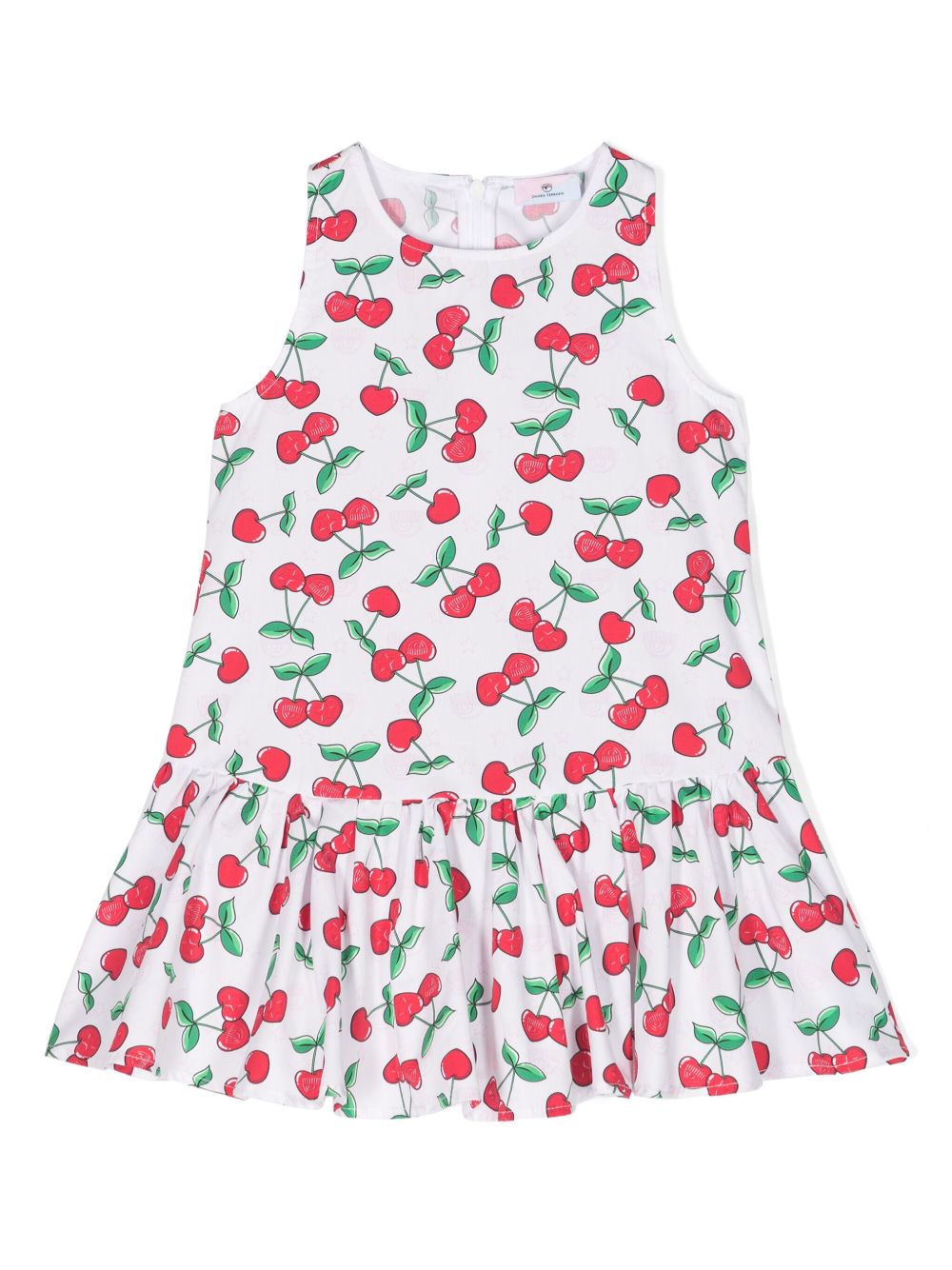 Chiara Ferragni Kids 樱桃印花棉连衣裙 - 白色