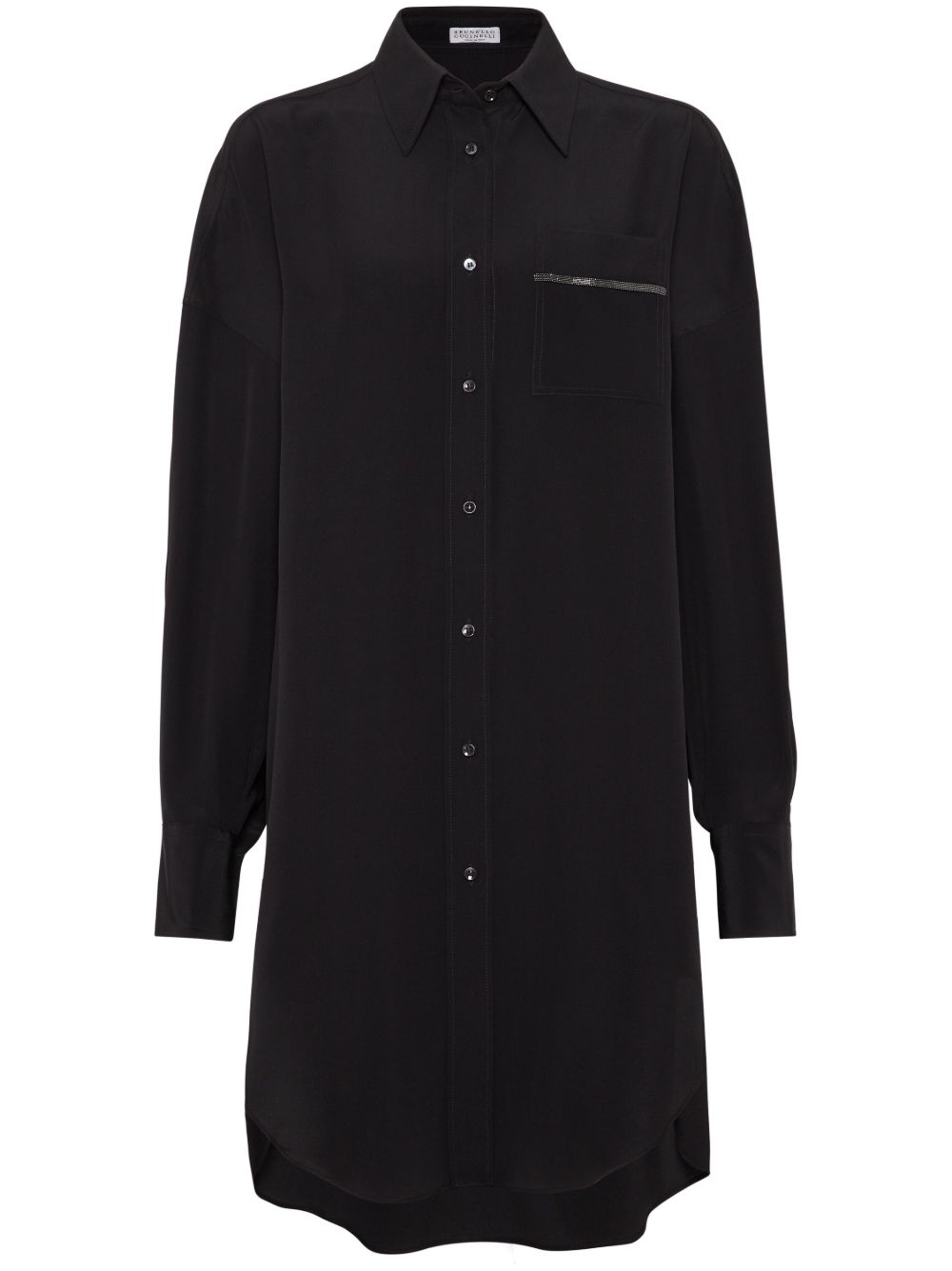 Brunello Cucinelli 缀饰长袖衬衫 - 黑色