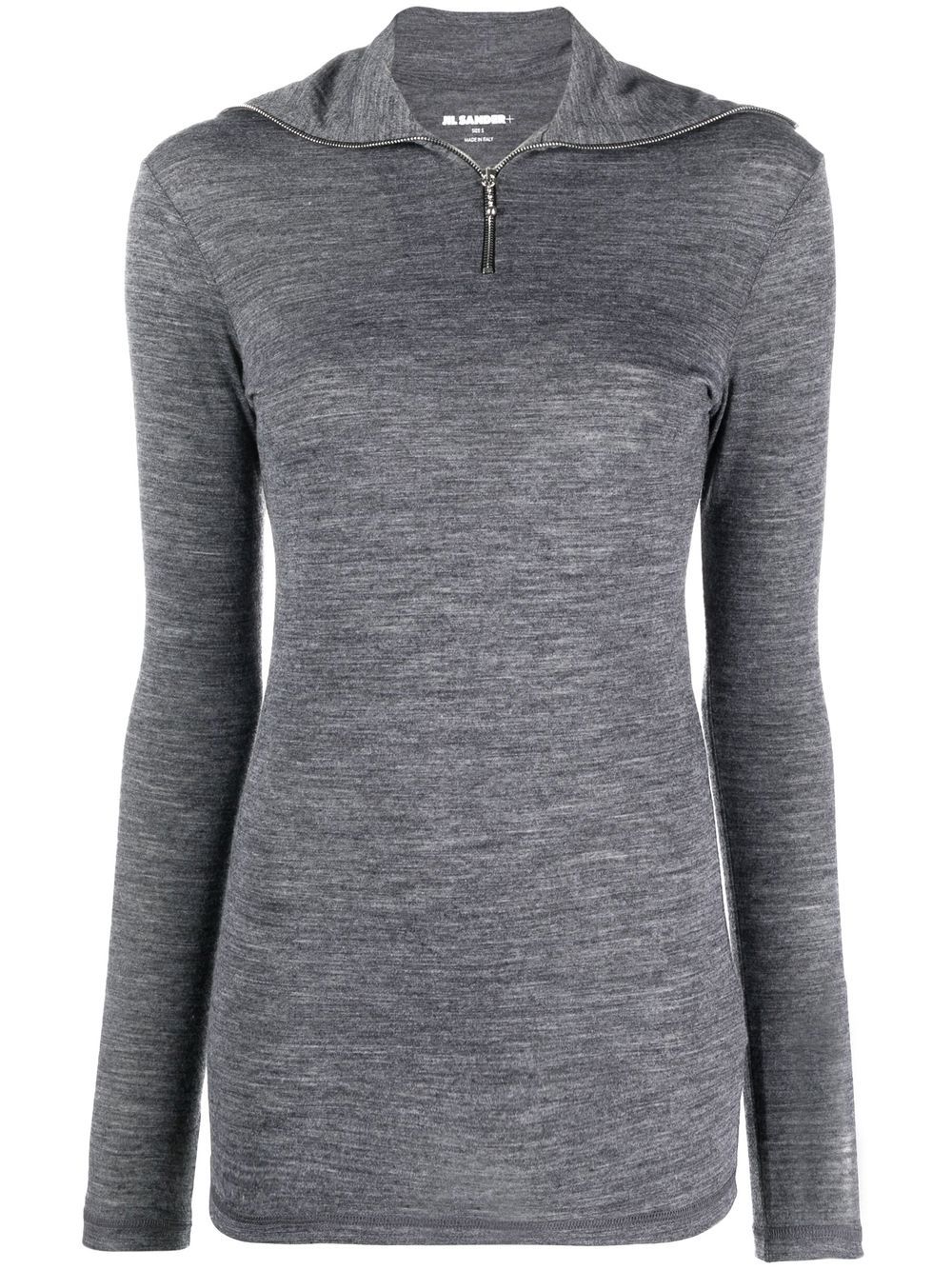 Jil Sander logo印花高领针织上衣 - 灰色