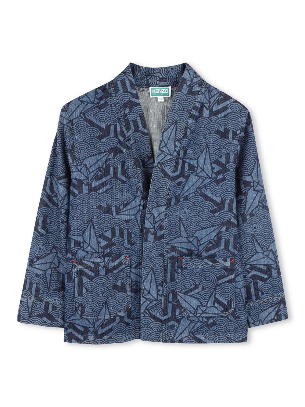 Kenzo Kids 抽象图案牛仔夹克 - 蓝色