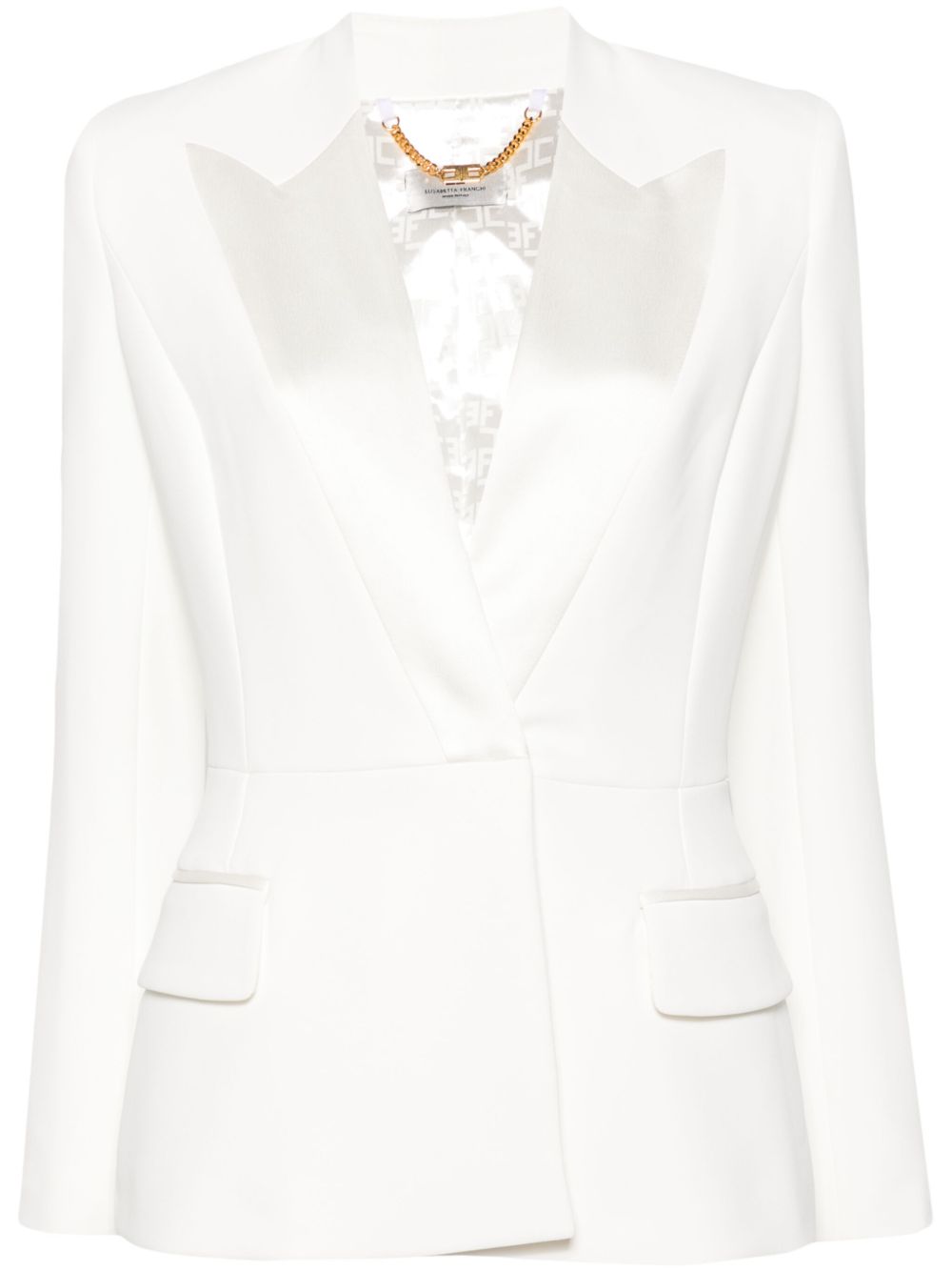 Elisabetta Franchi 绉纱双排扣夹克 - 白色