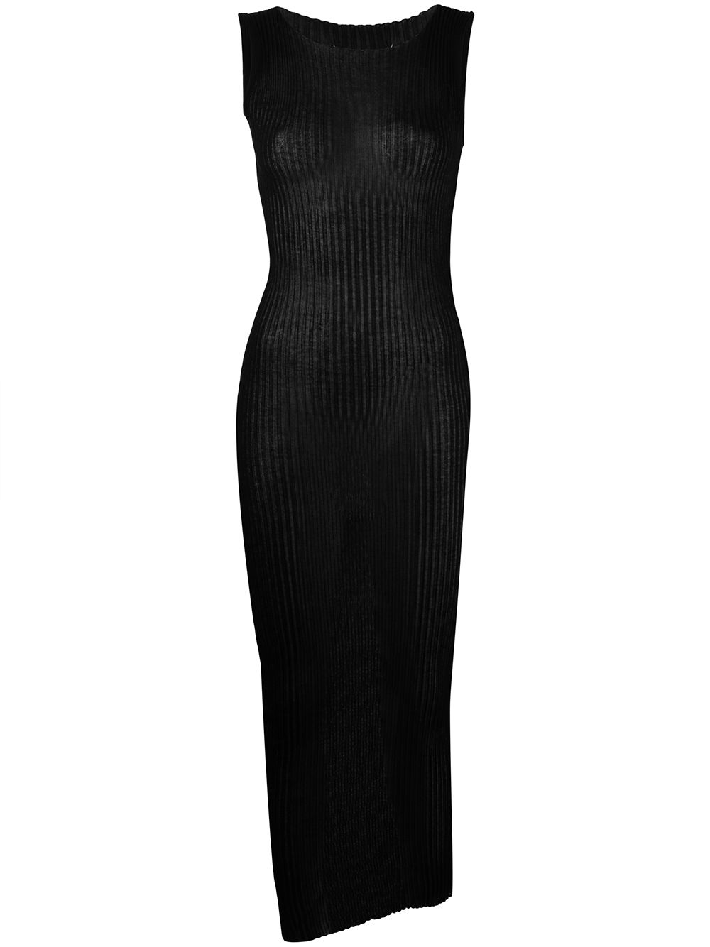 Maison Margiela 罗纹针织半透明连衣裙 - 黑色