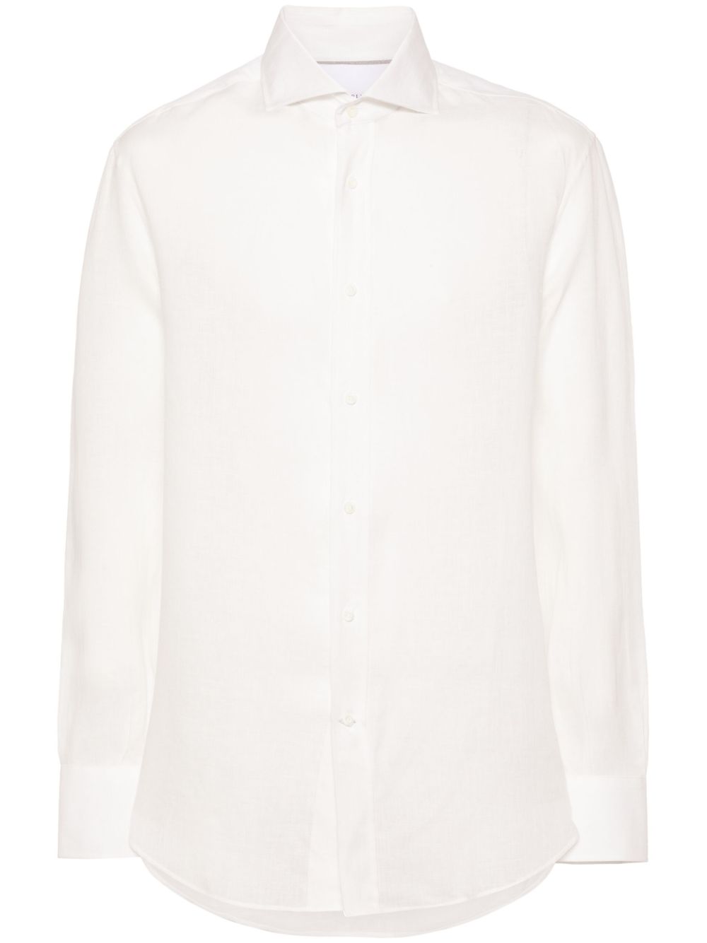 Brunello Cucinelli 粗棉布亚麻衬衫 - 白色