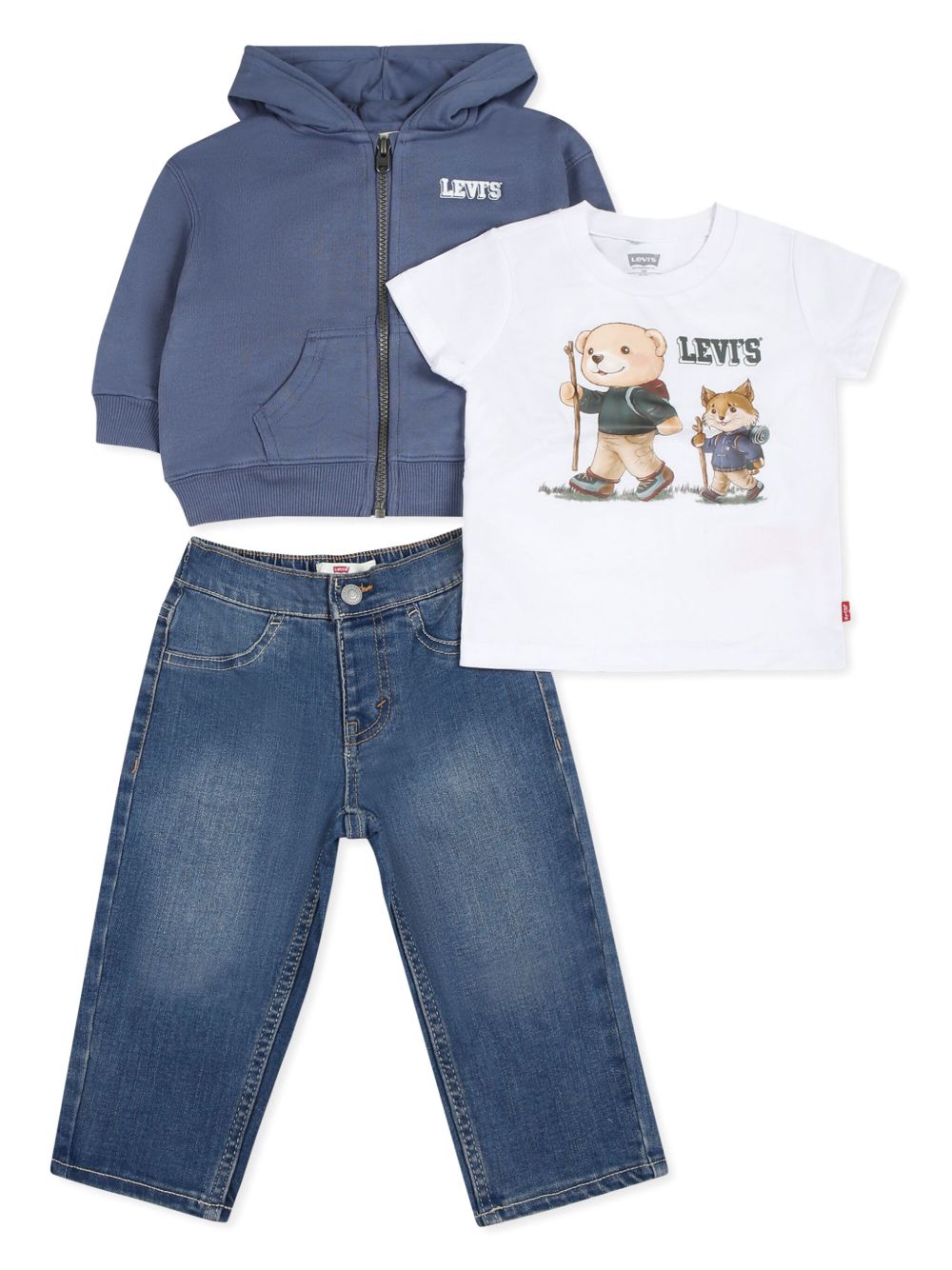 Levi's Kids 棉混纺套装 - 蓝色