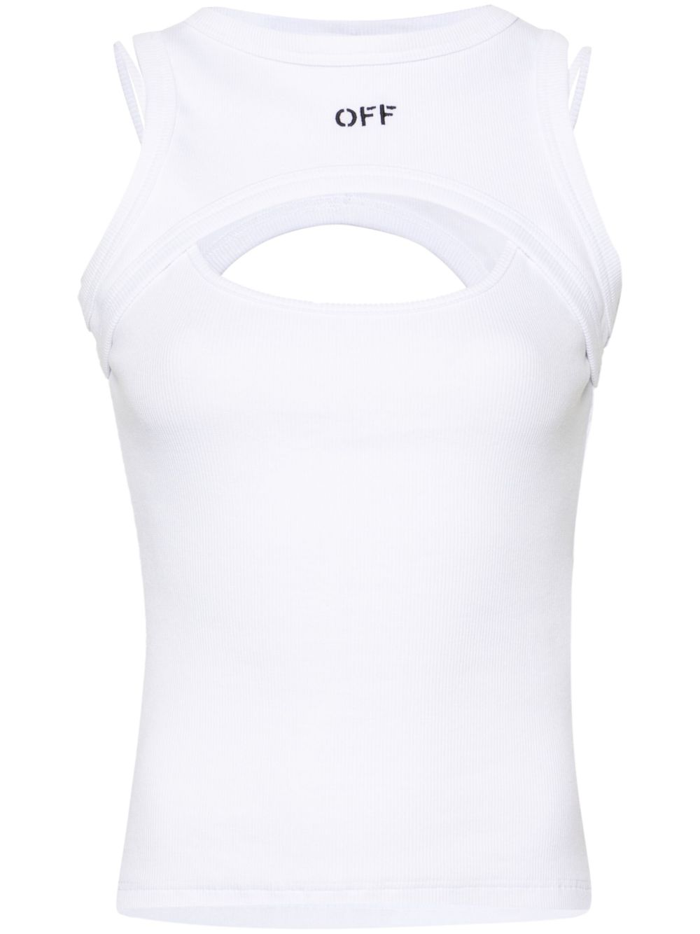 Off-White 分层式设计罗纹上衣 - 白色