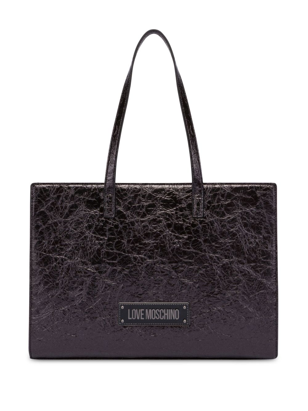 Love Moschino logo标牌手提包 - 黑色