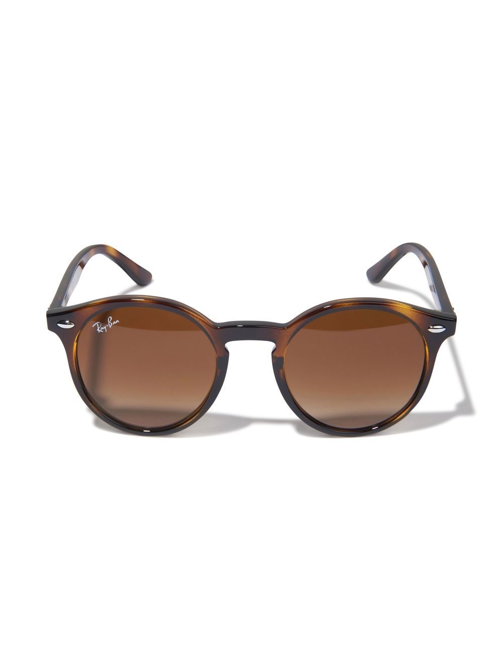 RAY-BAN JUNIOR 玳瑁纹效果圆框太阳眼镜 - 褐色