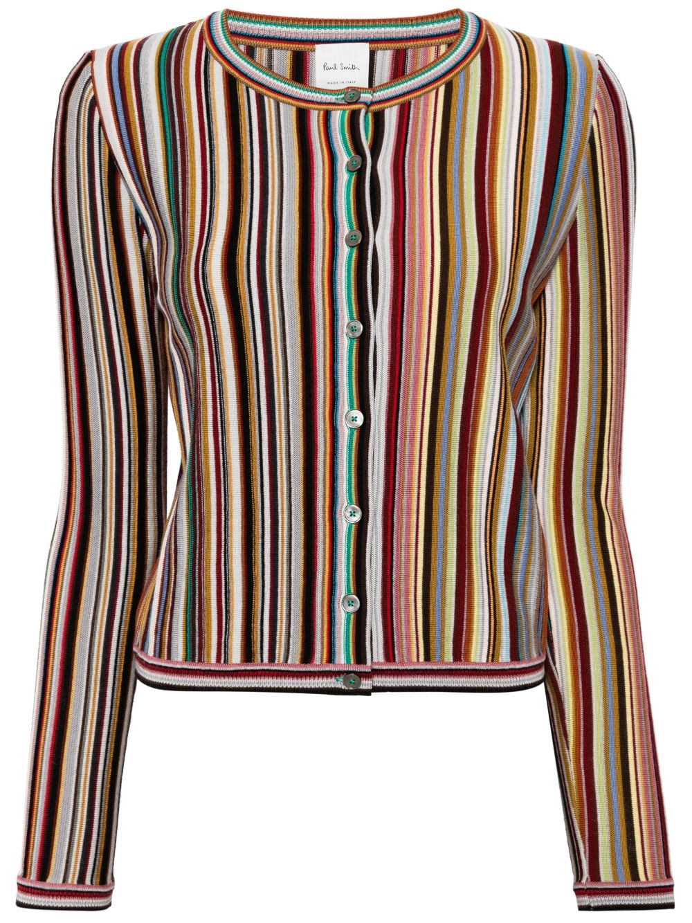 Paul Smith 条纹初剪羊毛开衫 - 黑色