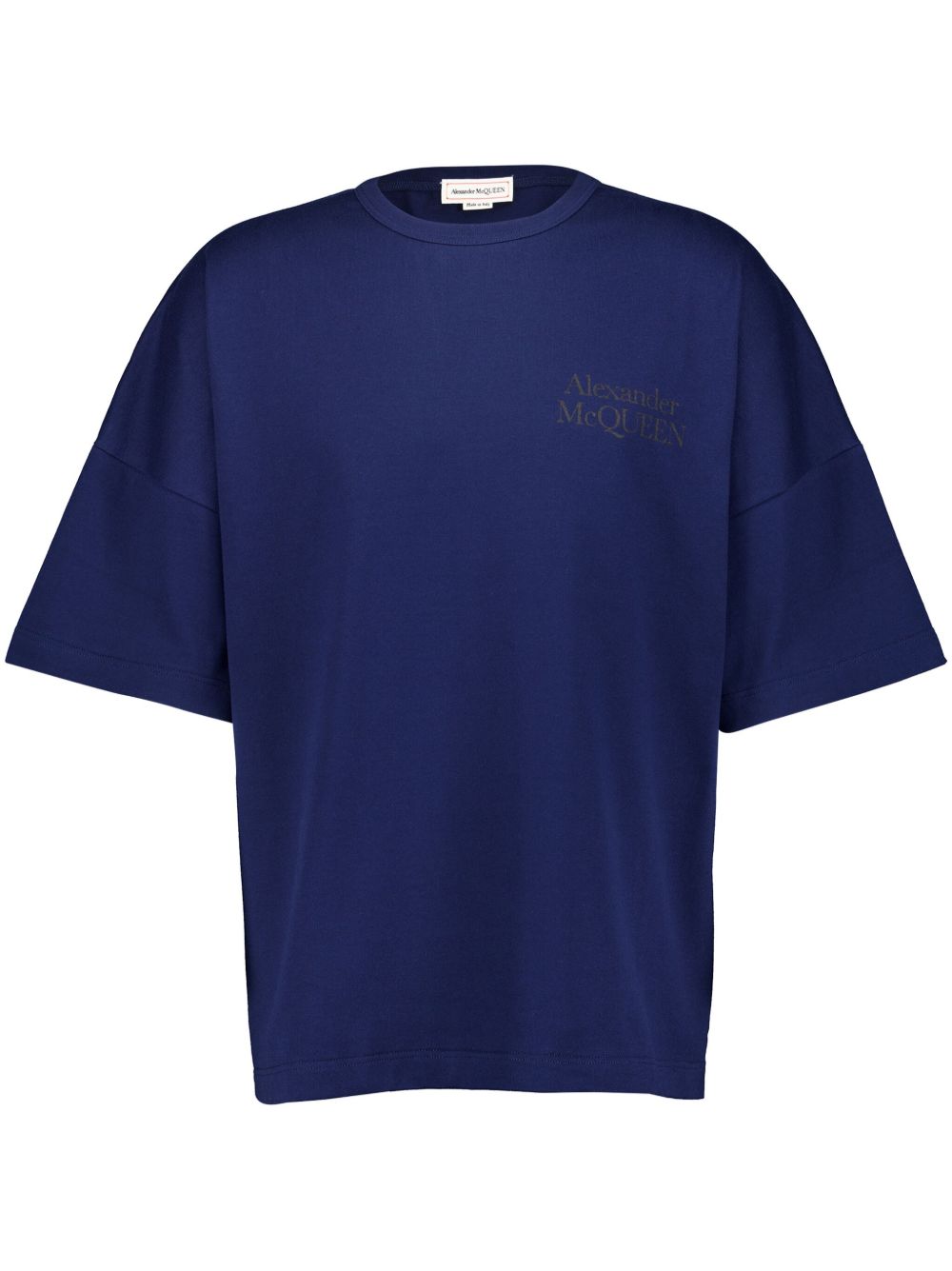 Alexander McQueen logo印花棉T恤 - 蓝色