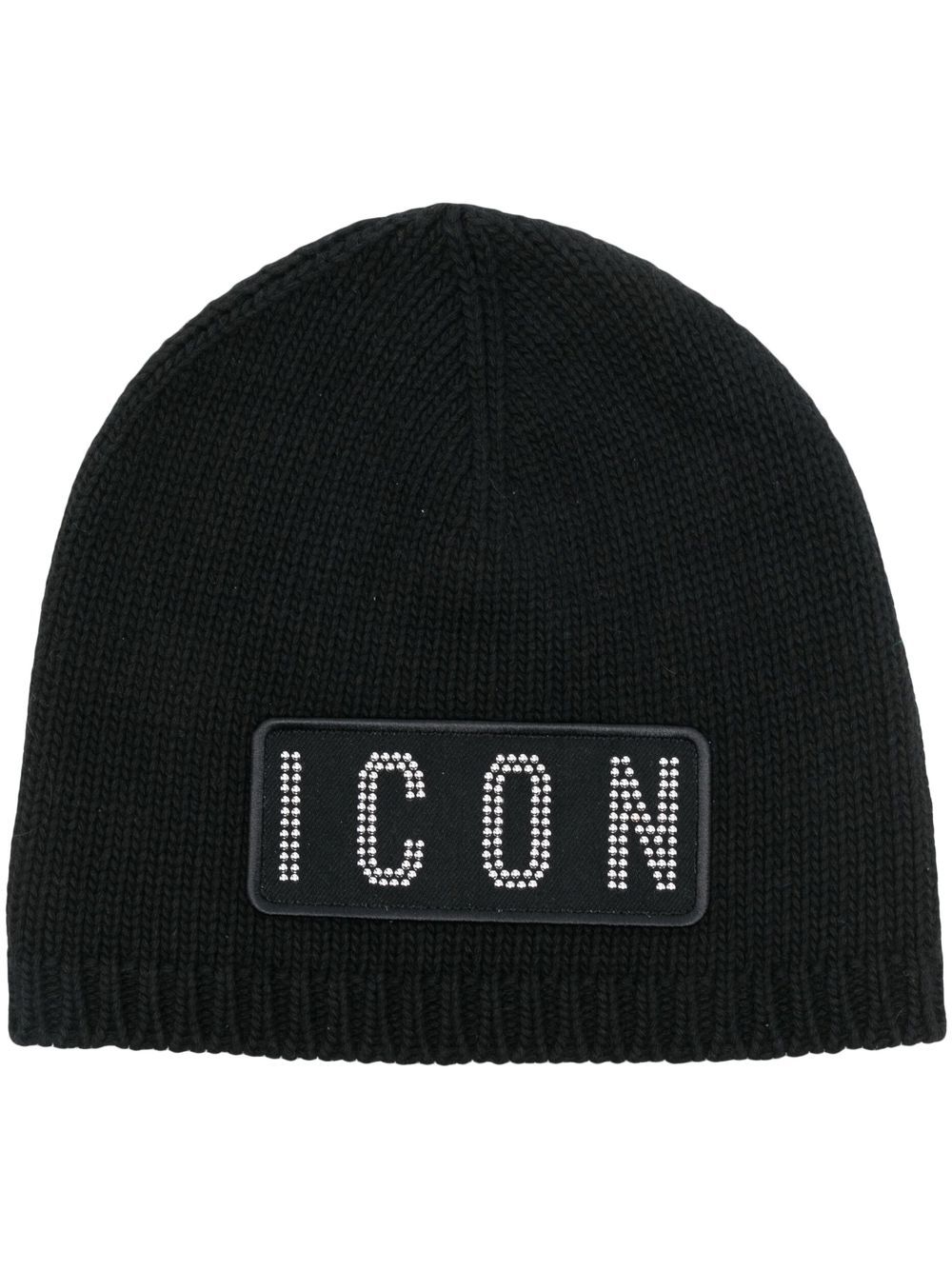 DSQUARED2 Icon 贴花针织套头帽 - 黑色