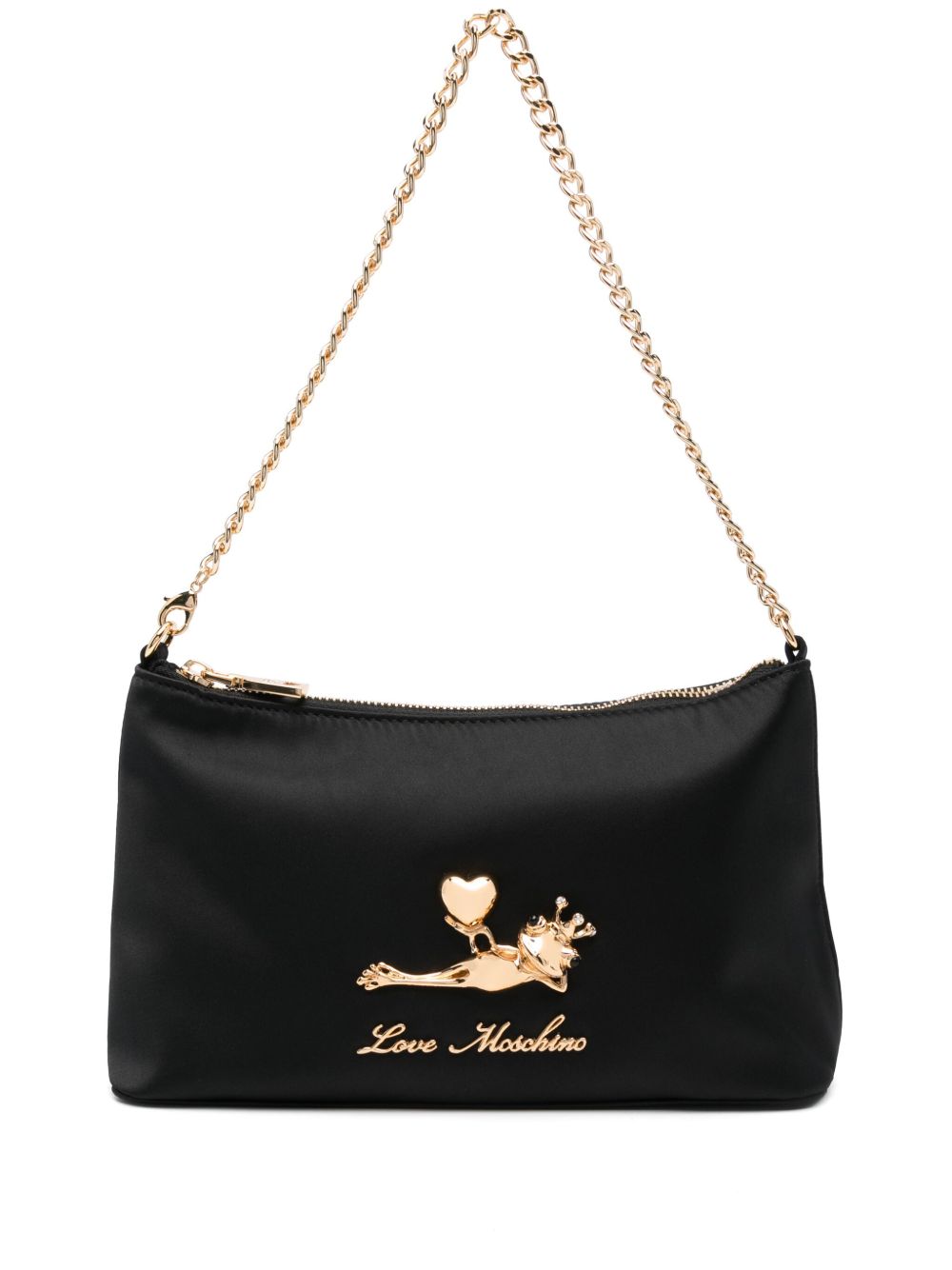 Love Moschino 标牌细节手提包 - 黑色