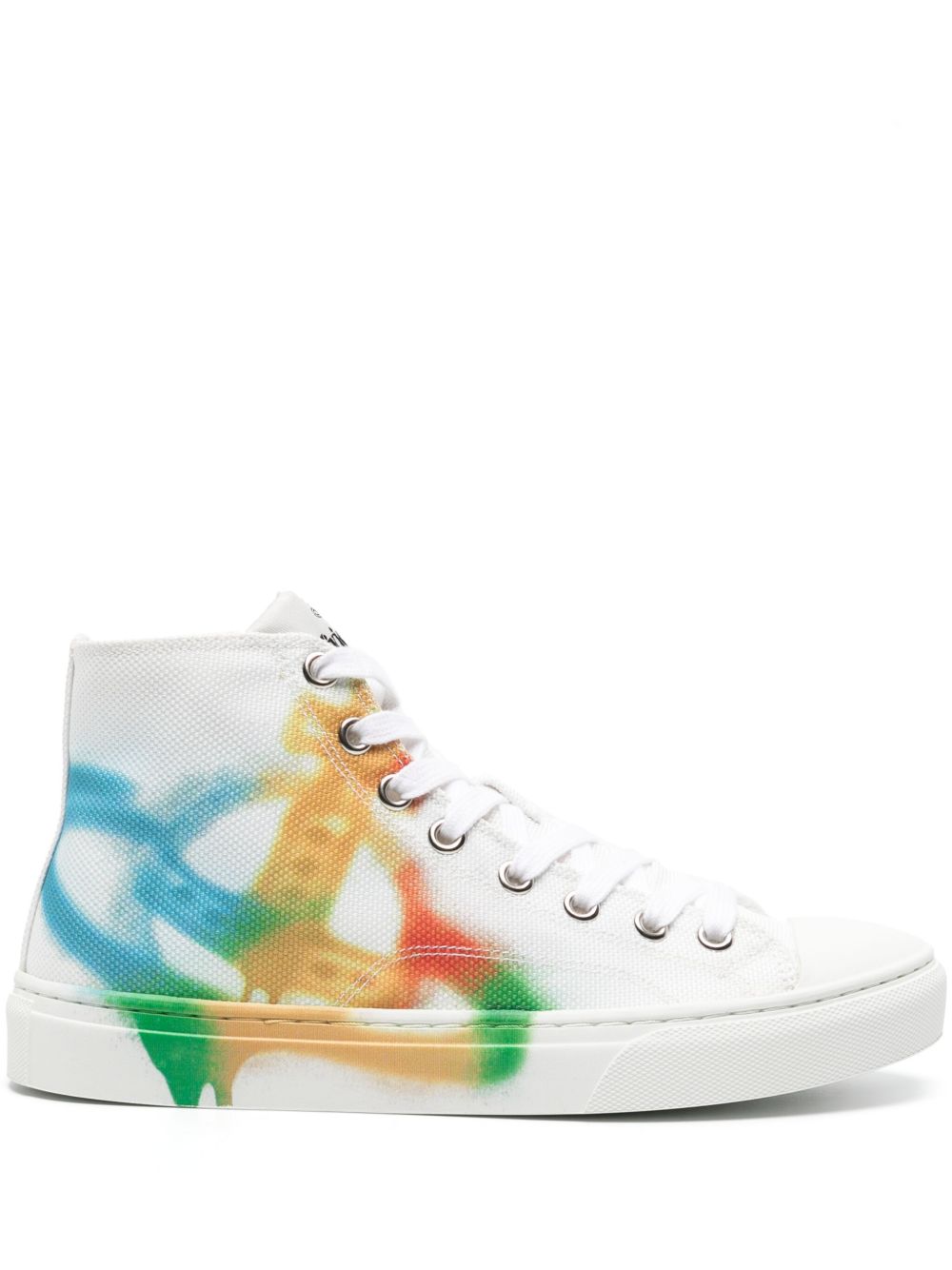 Vivienne Westwood 土星logo印花帆布运动鞋 - 白色