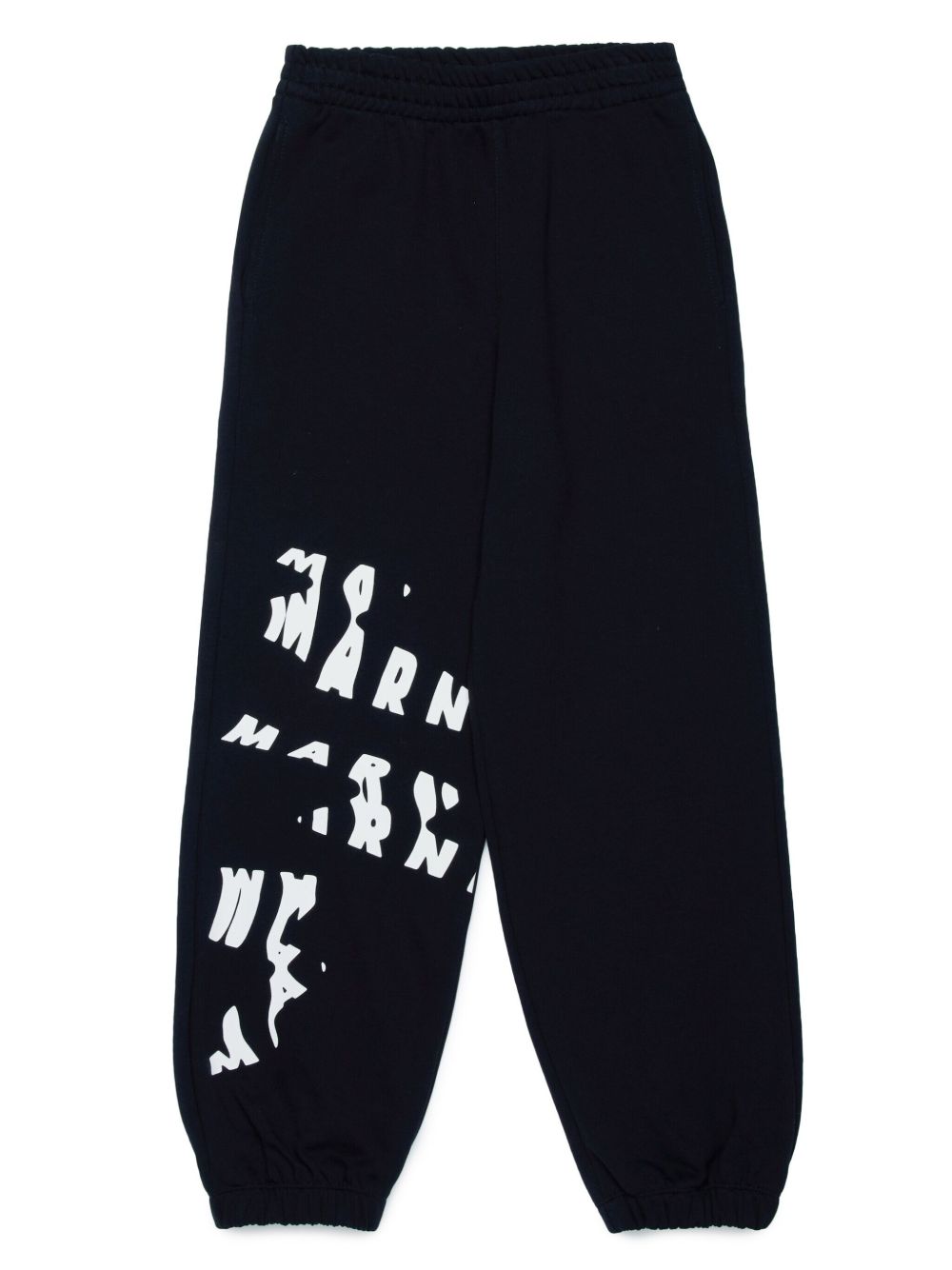 Marni Kids logo印花棉运动裤 - 黑色