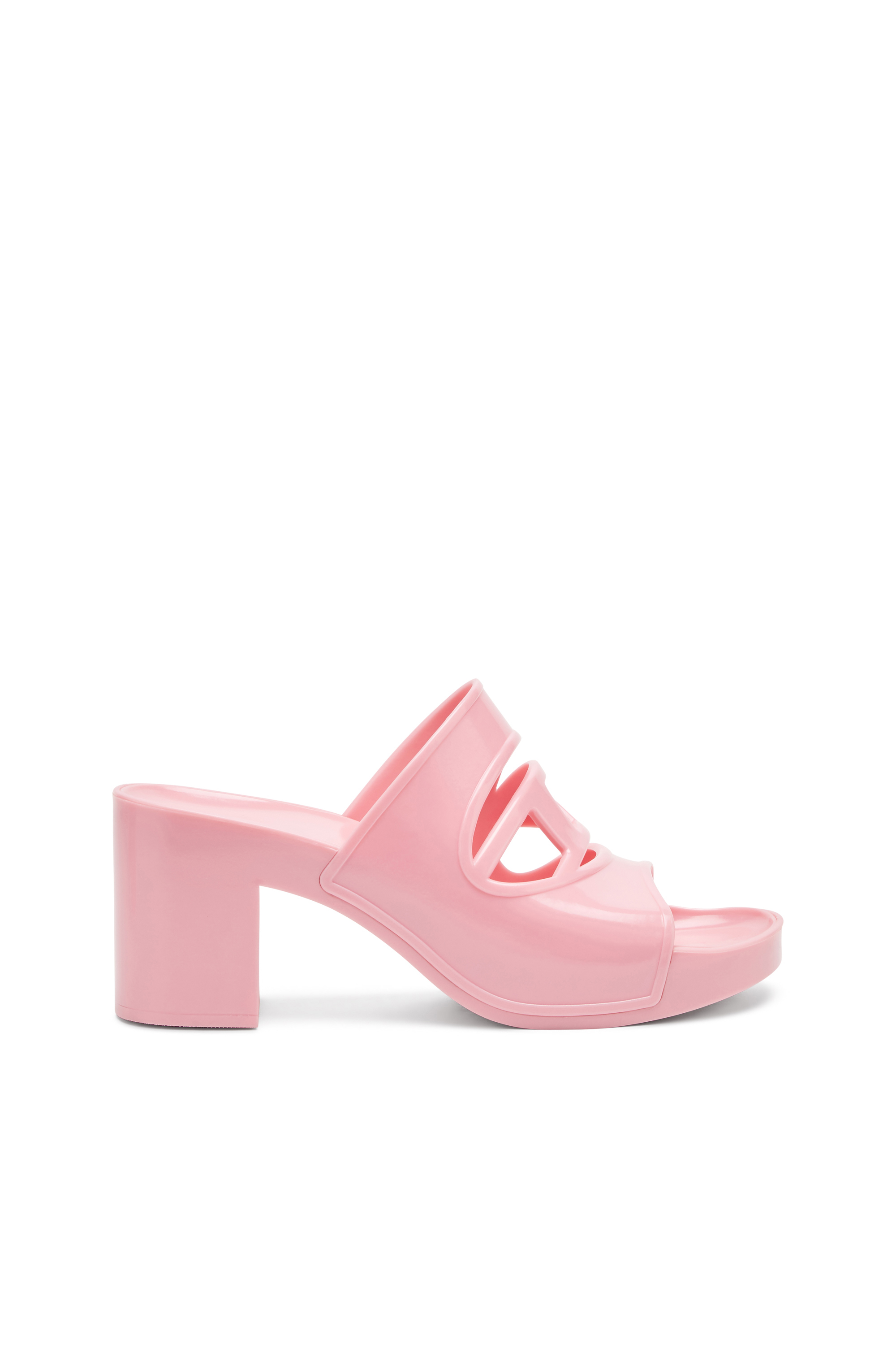 Diesel - Sa-Bonnie-Heeled rubber slides with cut-out logo - Sandals - Woman - Pink