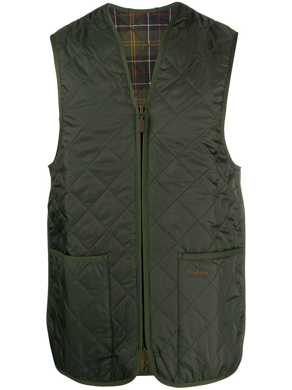 Barbour 绗缝双面马甲 - 绿色