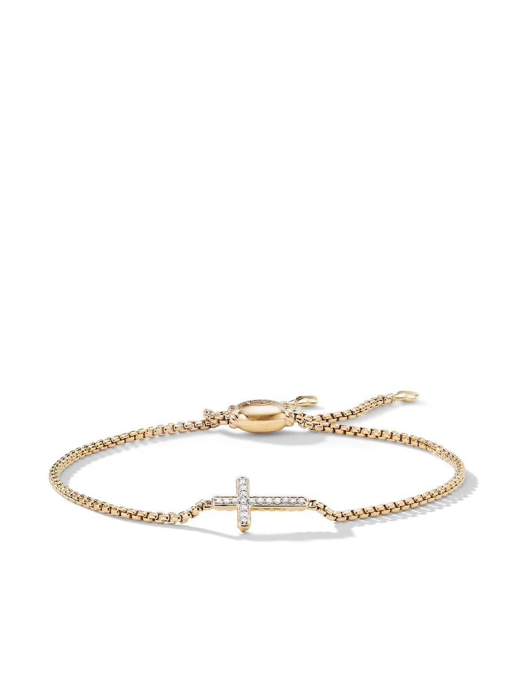 David Yurman 18K黄金 Petite Cross Chain 密镶钻石手链 - 金色