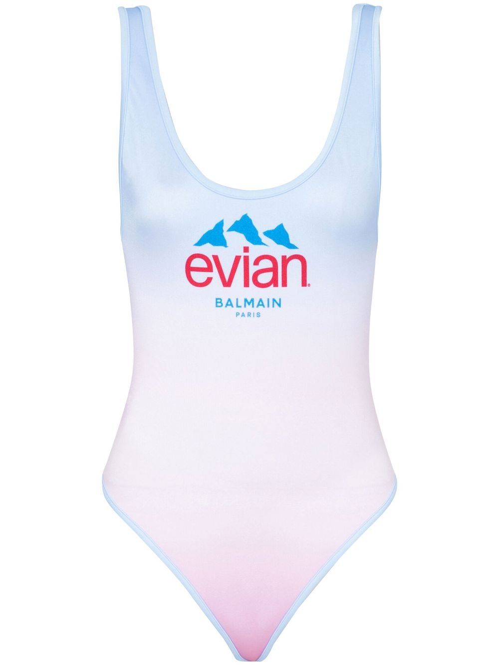 Balmain x Evian 渐色效果连体泳衣 - 粉色