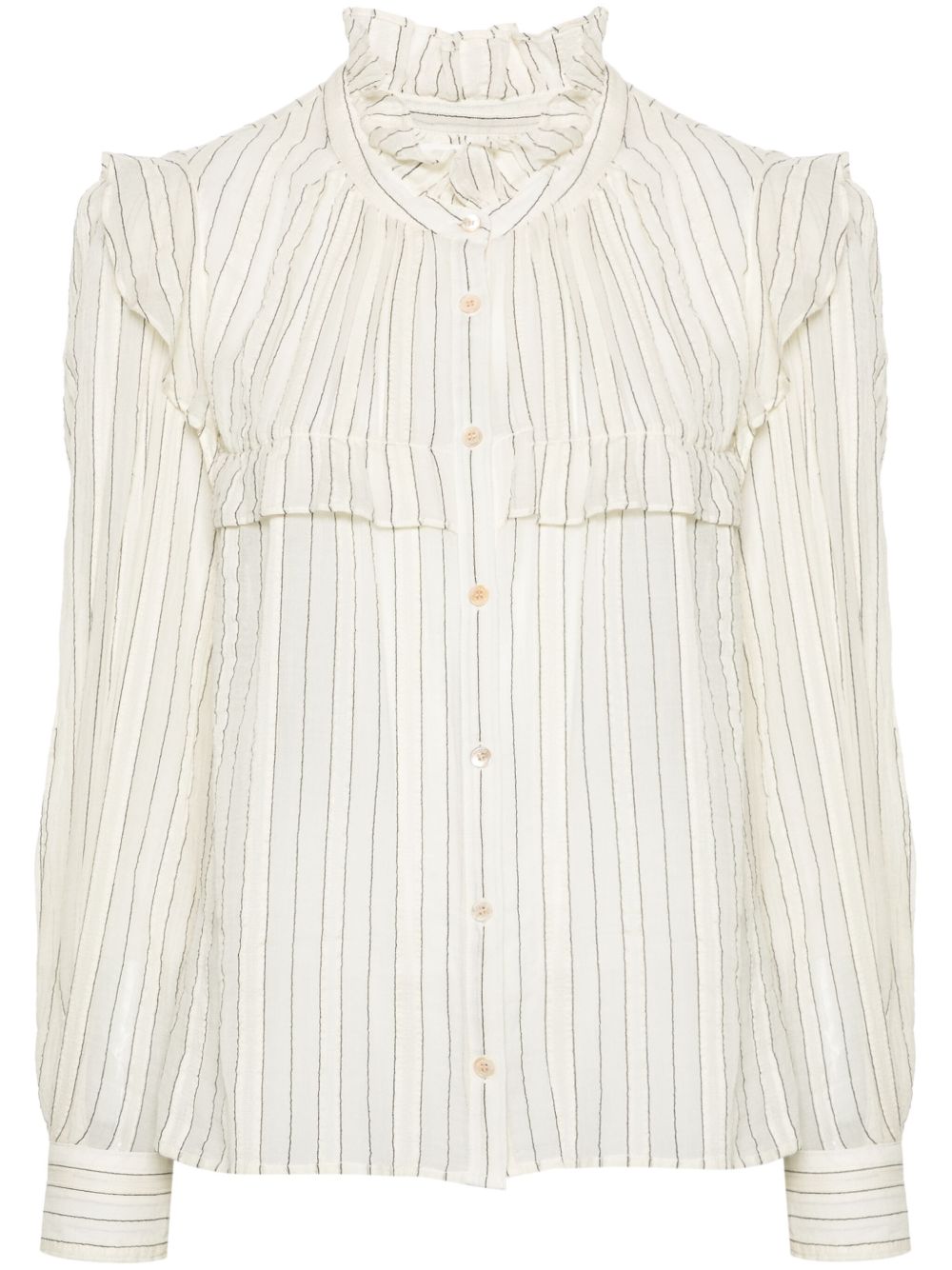 MARANT ÉTOILE Idety 荷叶边条纹衬衫 - 中性色