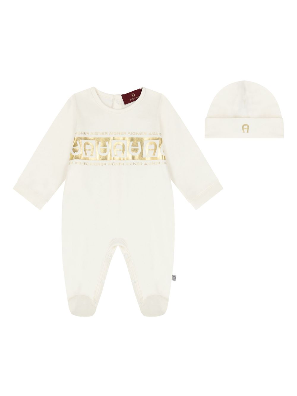 Aigner Kids logo印花连体衣套装 - 白色