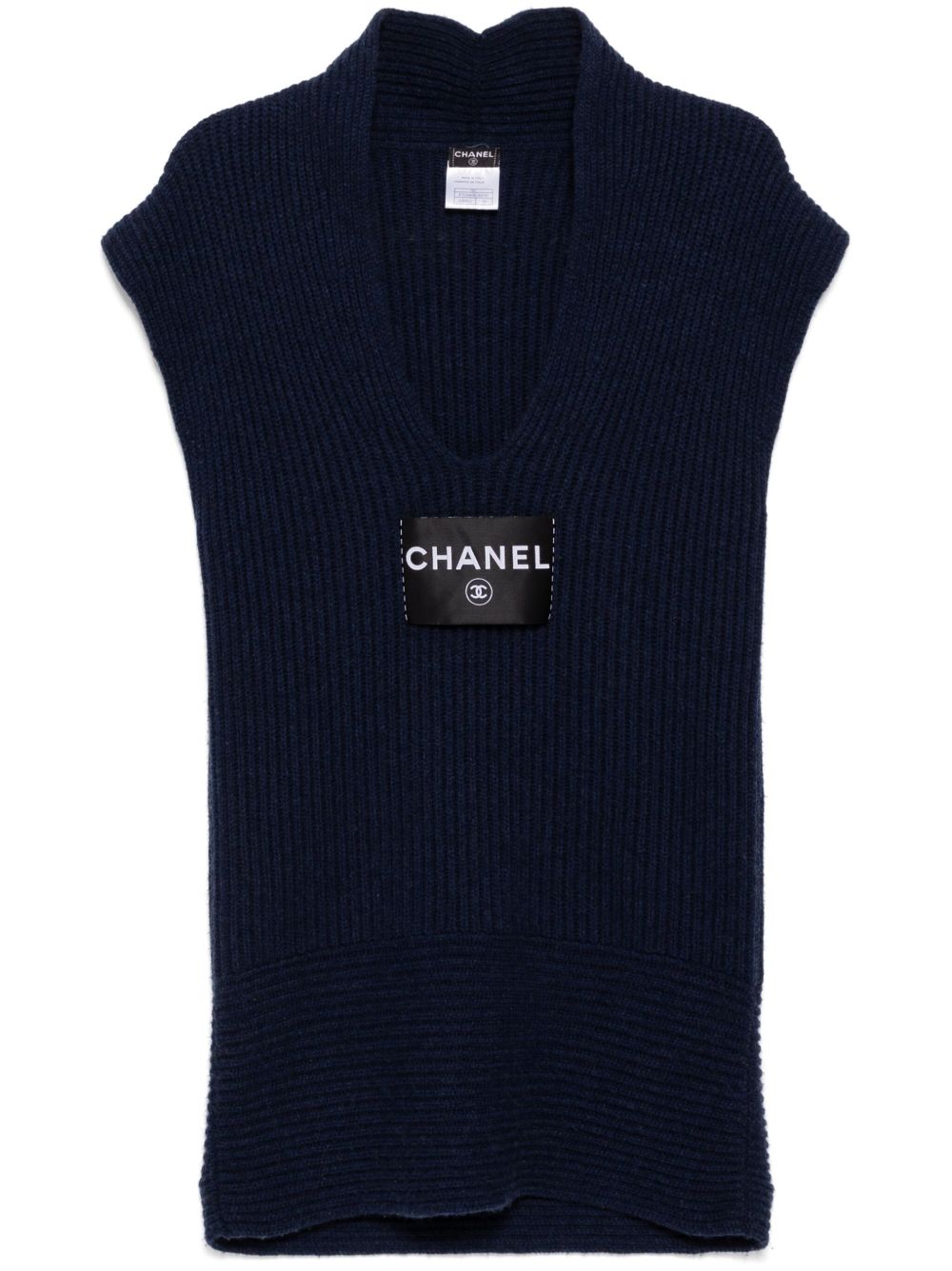 CHANEL Pre-Owned logo无袖连衣裙（2008年典藏款） - 蓝色