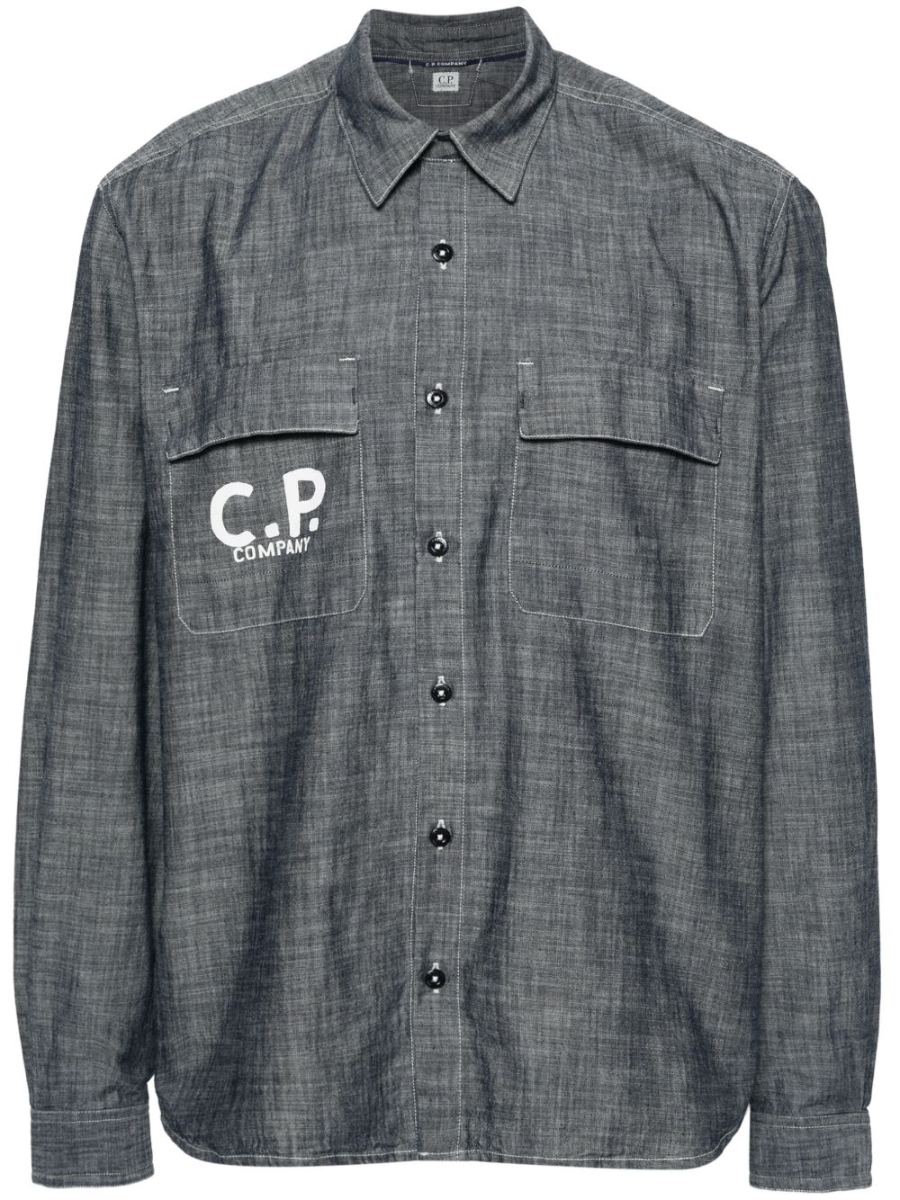 C.P. Company logo印花钱布雷布衬衫 - 灰色