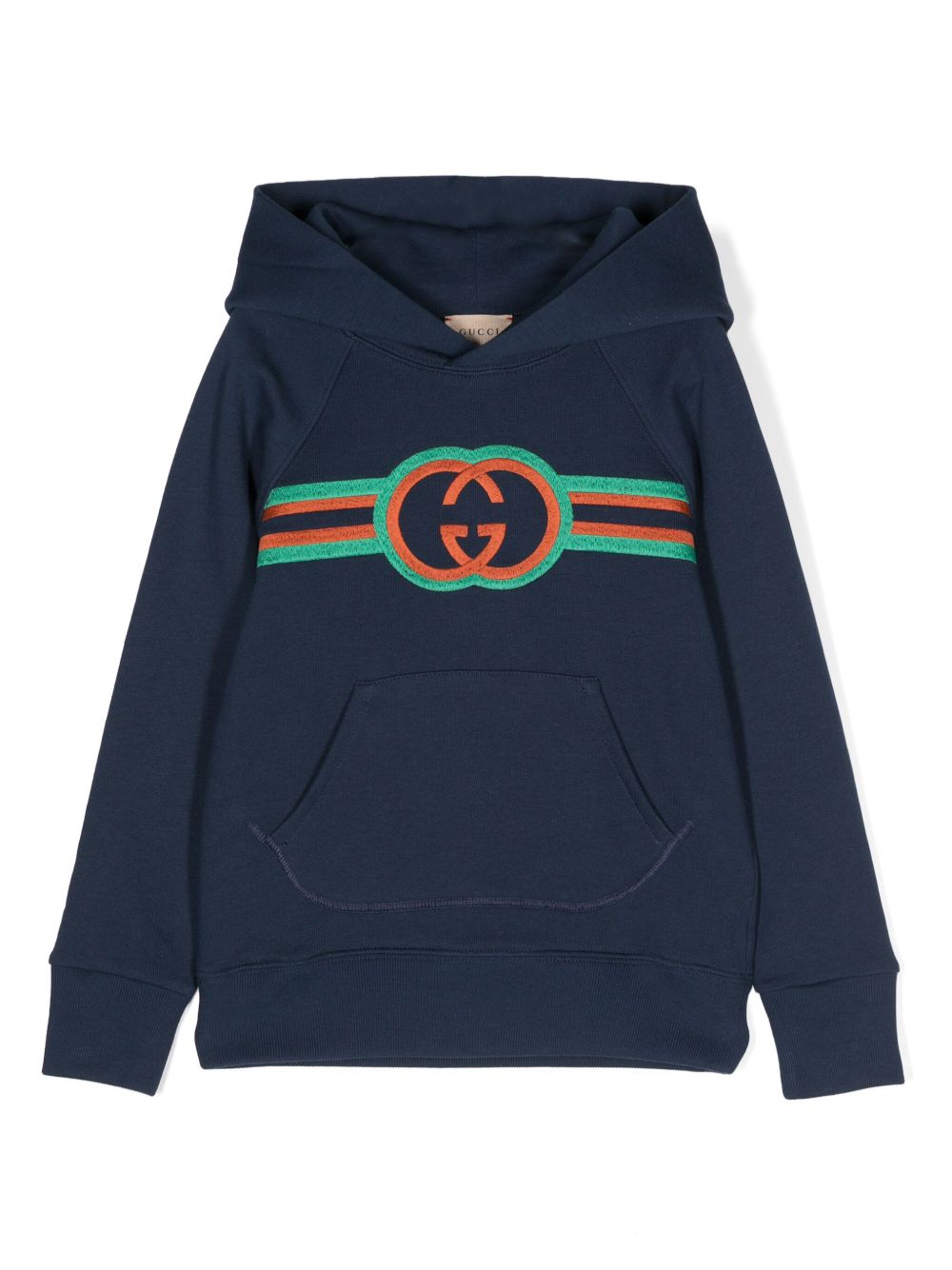 Gucci Kids Interlocking G 刺绣连帽衫 - 蓝色