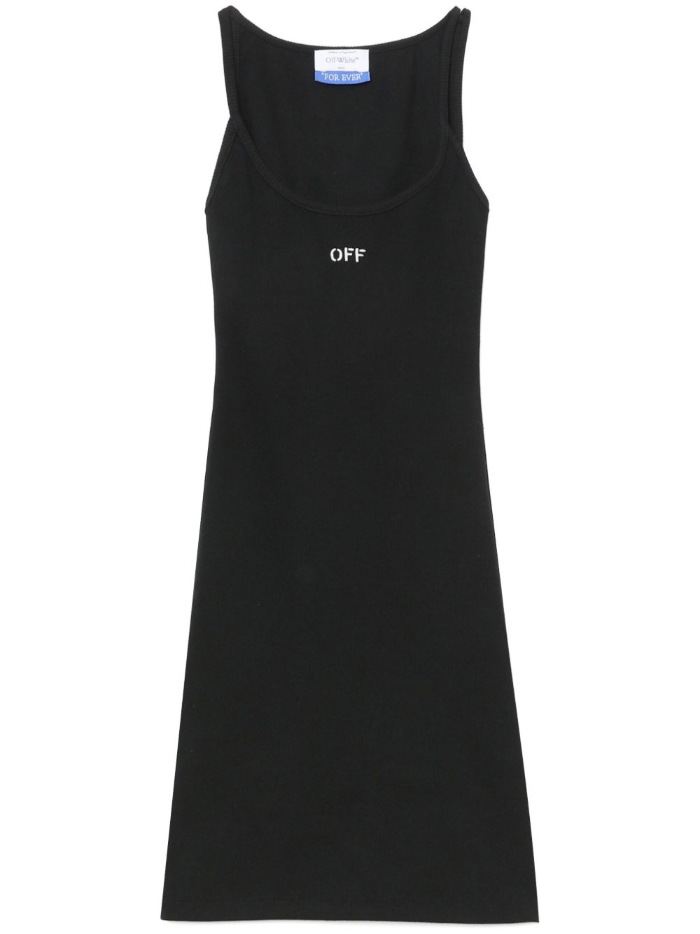 Off-White Off 刺绣罗纹迷你连衣裙 - 黑色