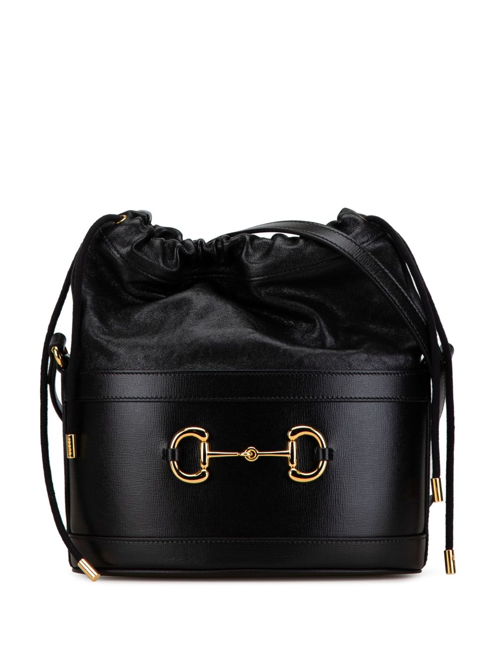 Gucci Pre-Owned Horsebit 1955 皮质水桶包（2016-2024年典藏款） - 黑色
