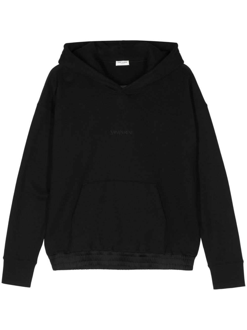 Saint Laurent logo刺绣棉连帽衫 - 黑色