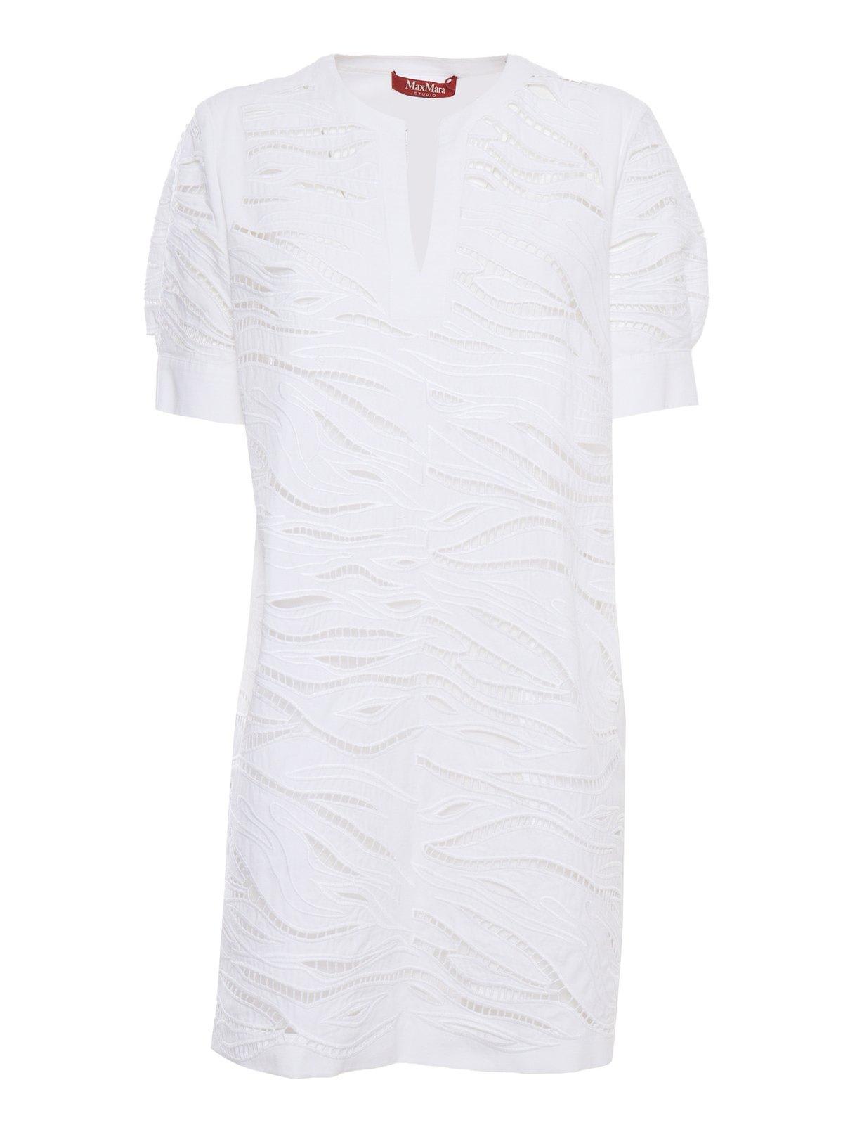 Max Mara Studio V领短袖中长款连衣裙