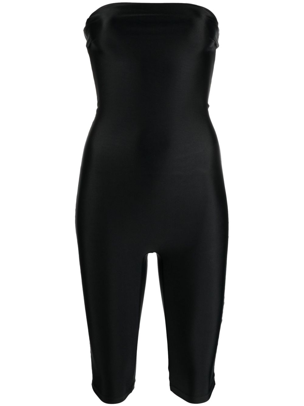 Atu Body Couture 露肩平纹针织连体长裤 - 黑色