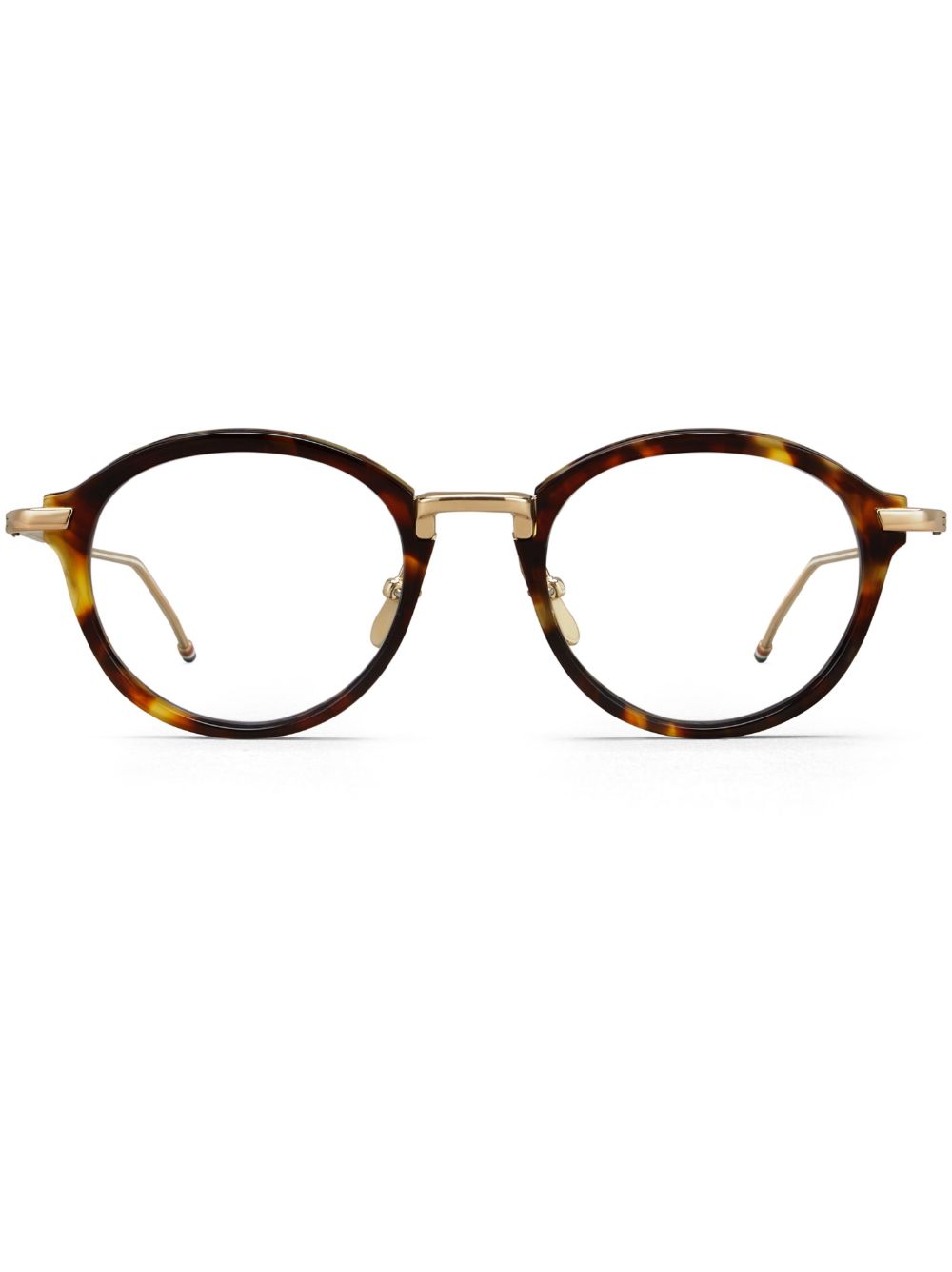 Thom Browne Eyewear 玳瑁纹圆框眼镜 - 褐色