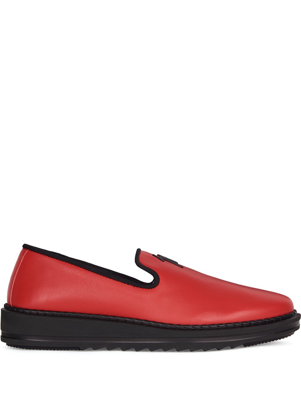 Giuseppe Zanotti 带logo细节套穿式皮质乐福鞋 - 红色