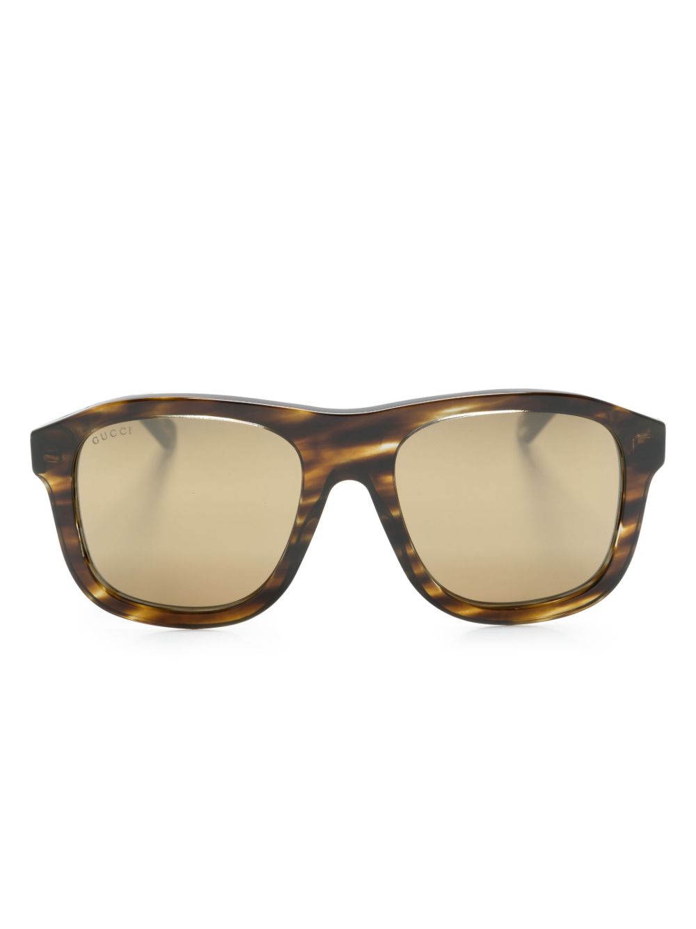 Gucci Eyewear logo标牌方框太阳眼镜 - 褐色