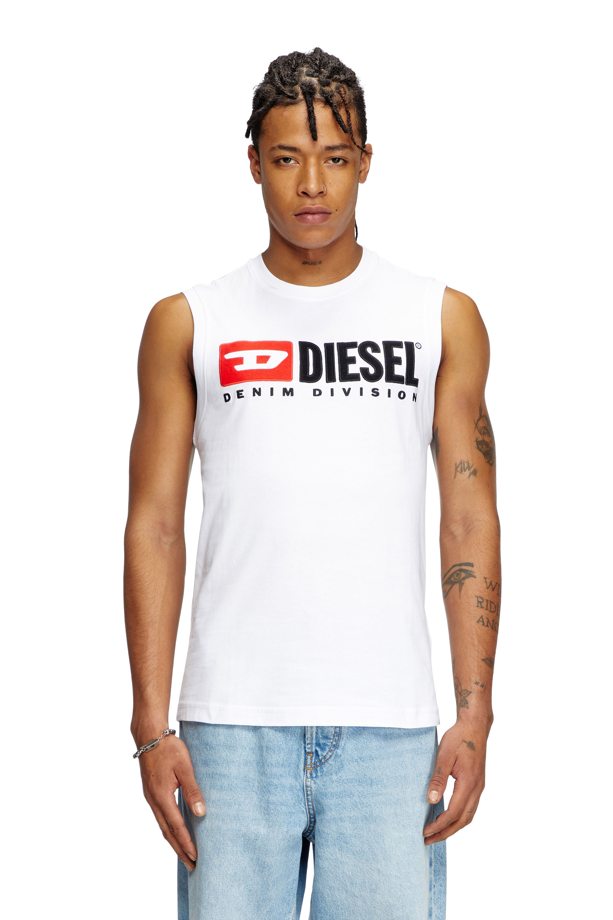 Diesel - Tank top with chest logo print - T-Shirts - Man - White