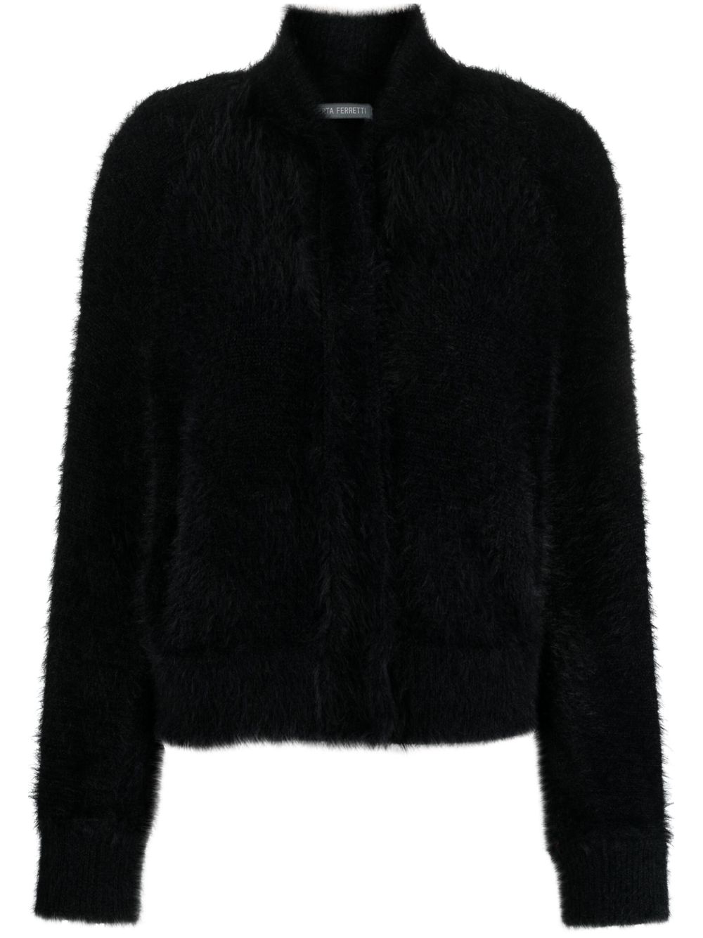 Alberta Ferretti 拉绒效果摁扣开衫 - 黑色