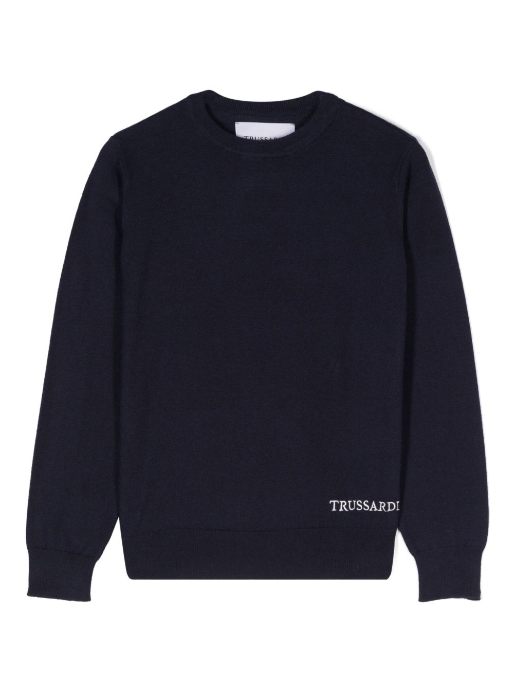 TRUSSARDI JUNIOR logo刺绣毛衣 - 蓝色
