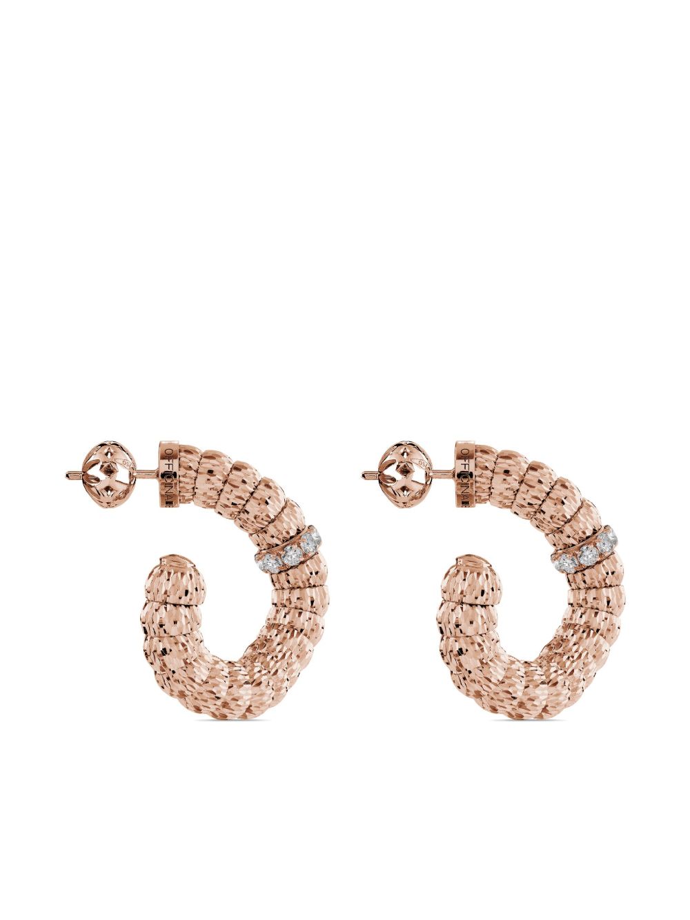 Officina Bernardi 18K玫瑰金 Enigma 钻石耳环 - 粉色