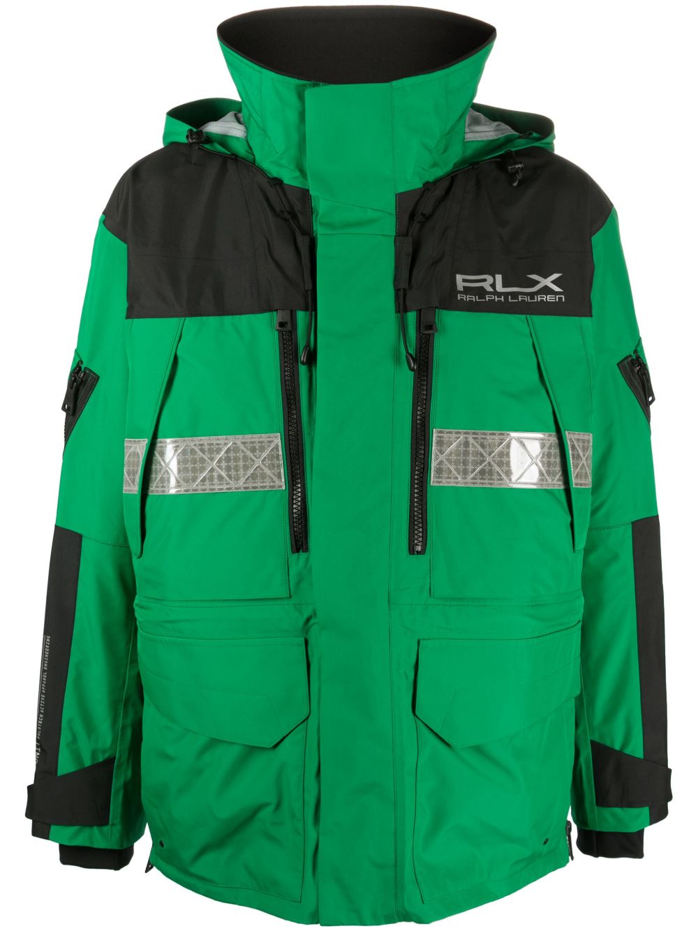 RLX Ralph Lauren logo印花防水连帽夹克 - 绿色