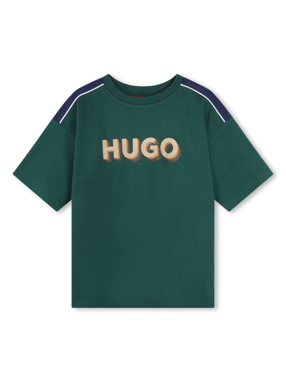HUGO KIDS logo印花棉T恤 - 绿色