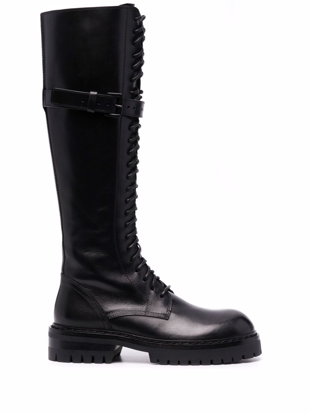Ann Demeulemeester 搭扣皮质军靴 - 黑色
