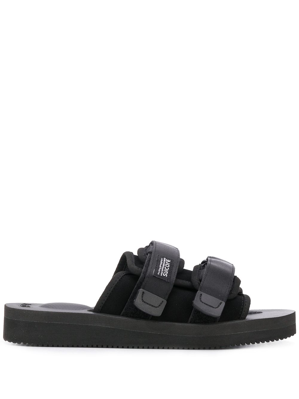 Suicoke 露趾魔术贴凉鞋 - 黑色