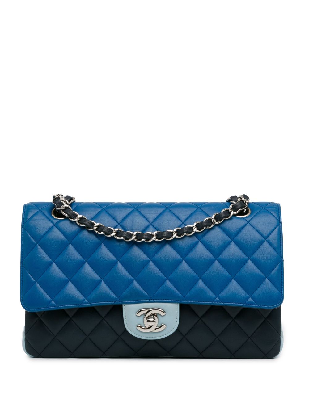 CHANEL Pre-Owned Triricolor Double Flap 中号小羊皮单肩包（2016-2017年典藏款） - 黑色