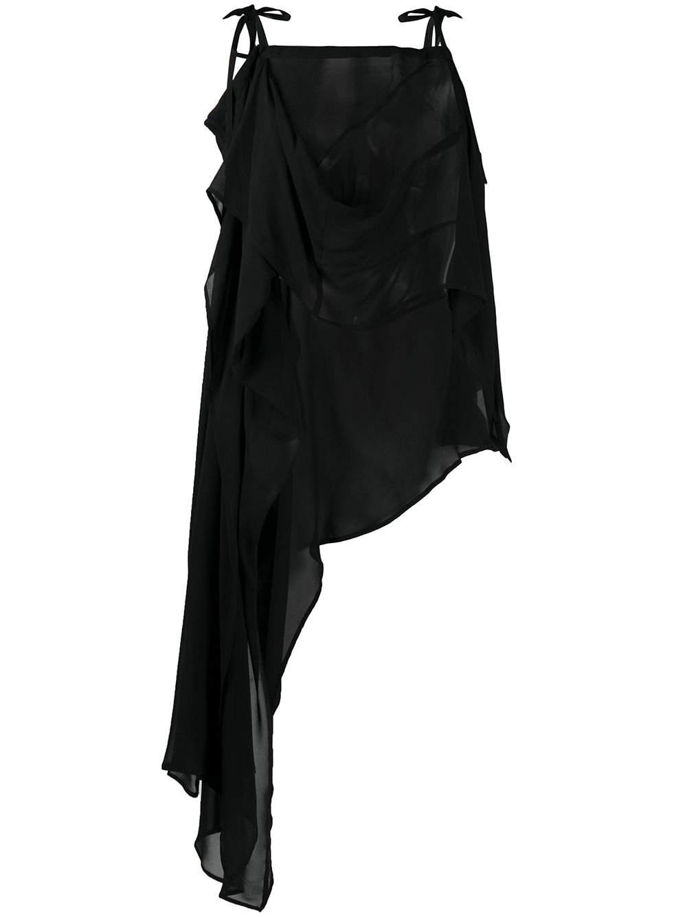 Ann Demeulemeester 不对称中长连衣裙 - 黑色