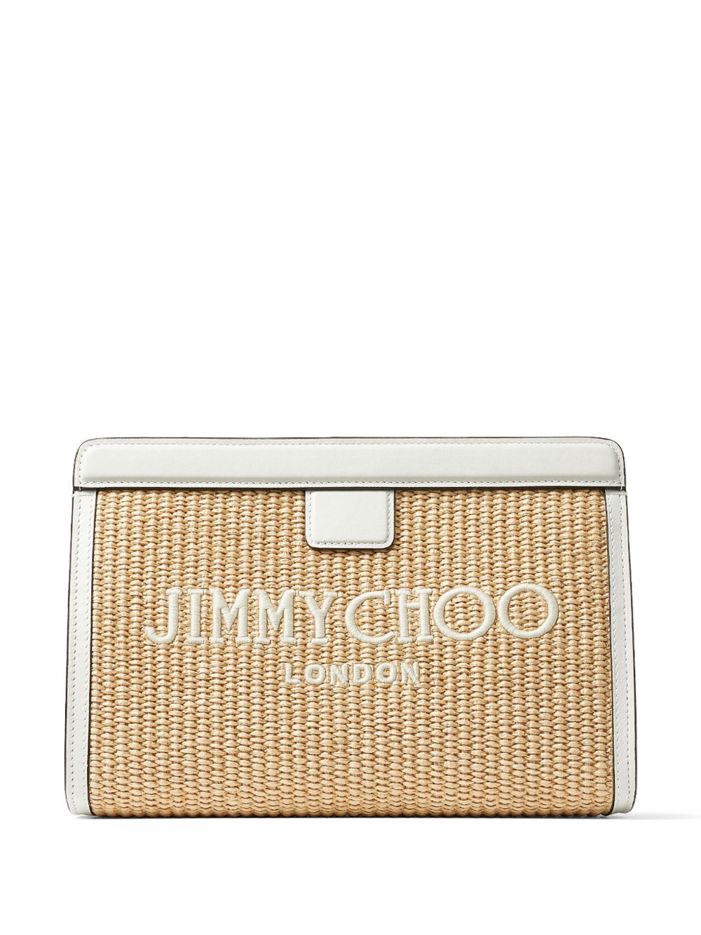 Jimmy Choo Avenue logo刺绣编织手拿包 - 中性色