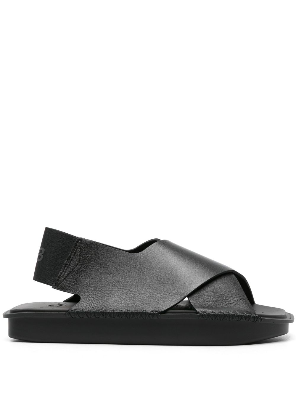 Y-3 皮质厚底凉鞋 - 黑色